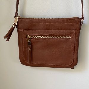 Brown leather crossbody purse